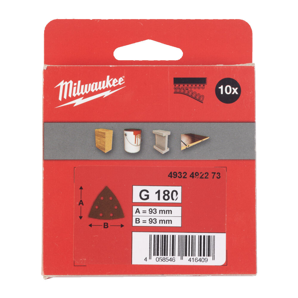 MILWAUKEE Шлифовальные листы 93 X 93 H&L GR 180 - 10шт. | 4932492273