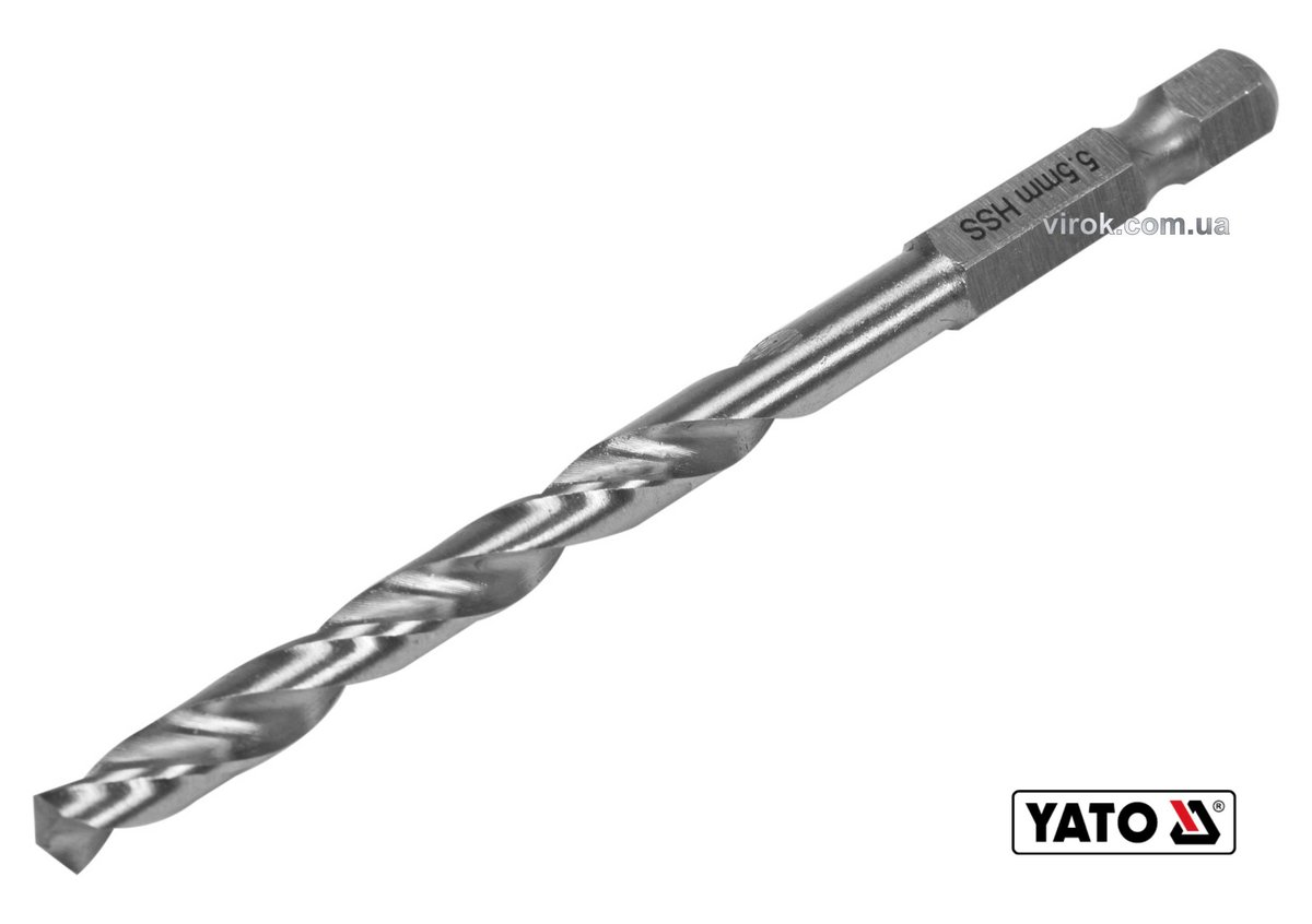 YATO Свердло по металу YATO: HSS6542, Ø=5.5мм, HEX-1/4", l=93/57мм, для нержав., конструкт., легов. 