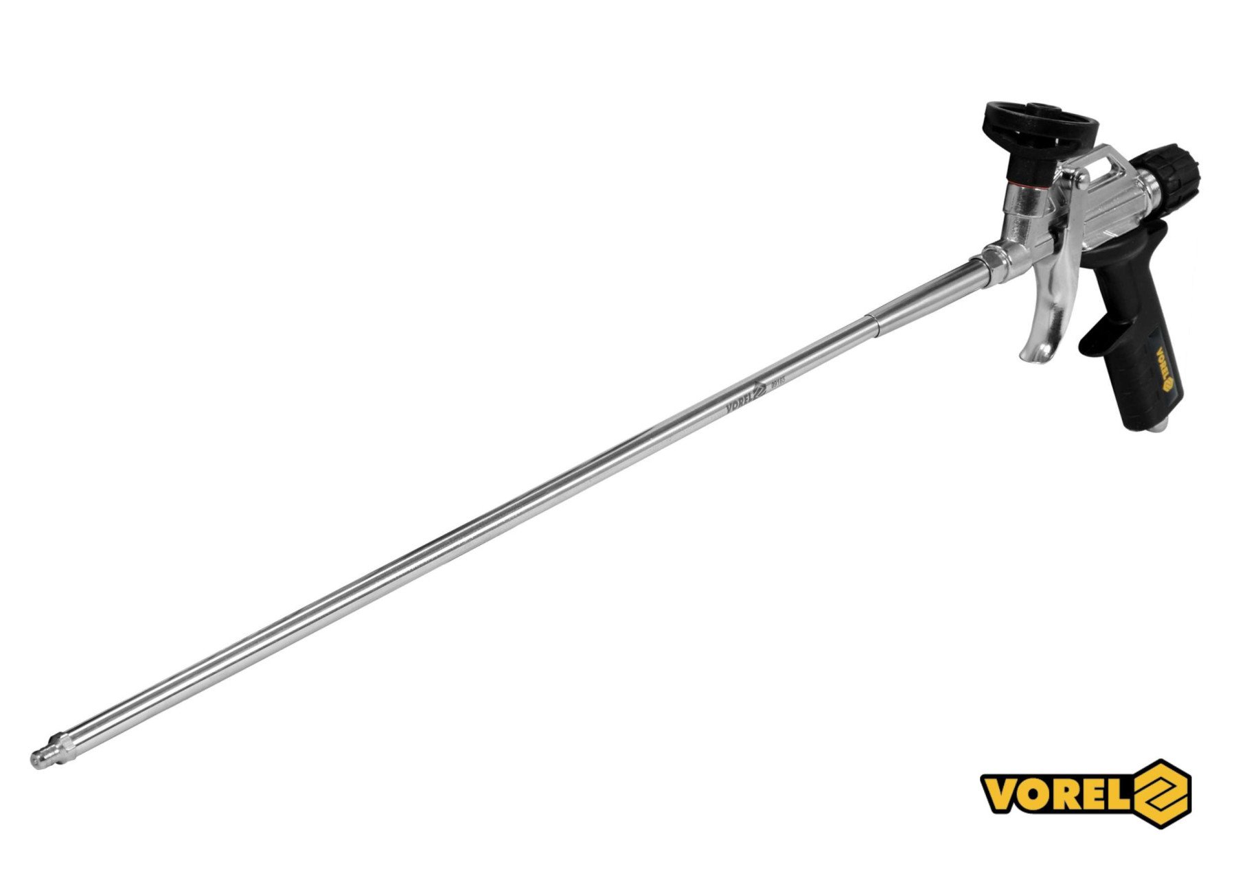 VOREL Пістолет для нанесення монтажної піни : L= 500 мм, алюмінієвий, з подовженим соплом  | 09165
