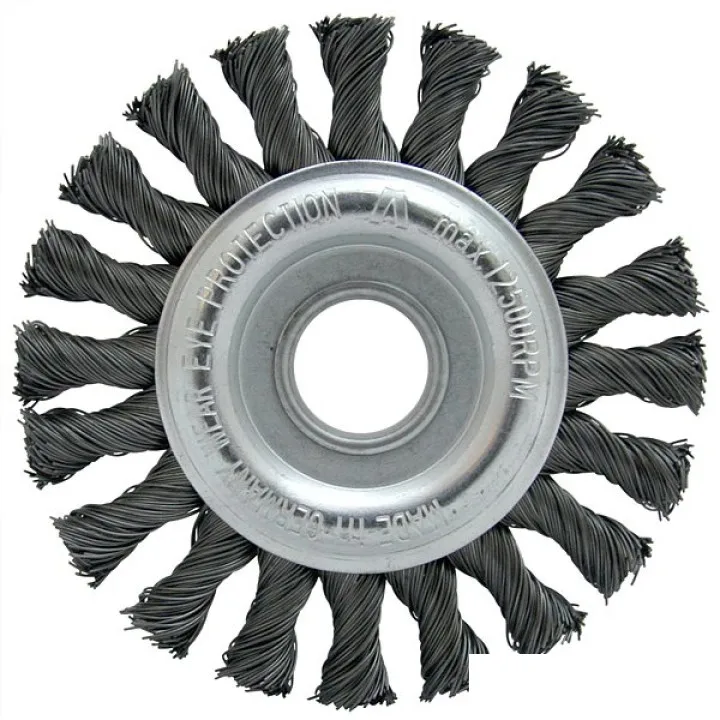 Щетка дисковая 125х22.2 мм, ст. проволока 0.5 мм, Z20 жгутов, 12500 об / мин. LESSMANN