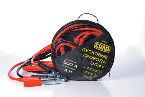 Пусковые провода 800А, 12/24V, Ø 13мм, 4м (кабель пусковой, прикуриватель аккумулятора) СИЛА