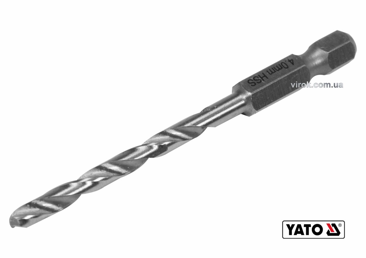 YATO Свердло по металу YATO: HSS6542, Ø=4мм, HEX-1/4", l=75/43мм, для нержав., конструкт., легов. ст