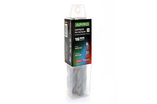 Сверло по металлу HSS/M2 (6542) Ø16,0мм с хвостовиком Ø10мм (тубус, кратно 5шт) PRO APRO