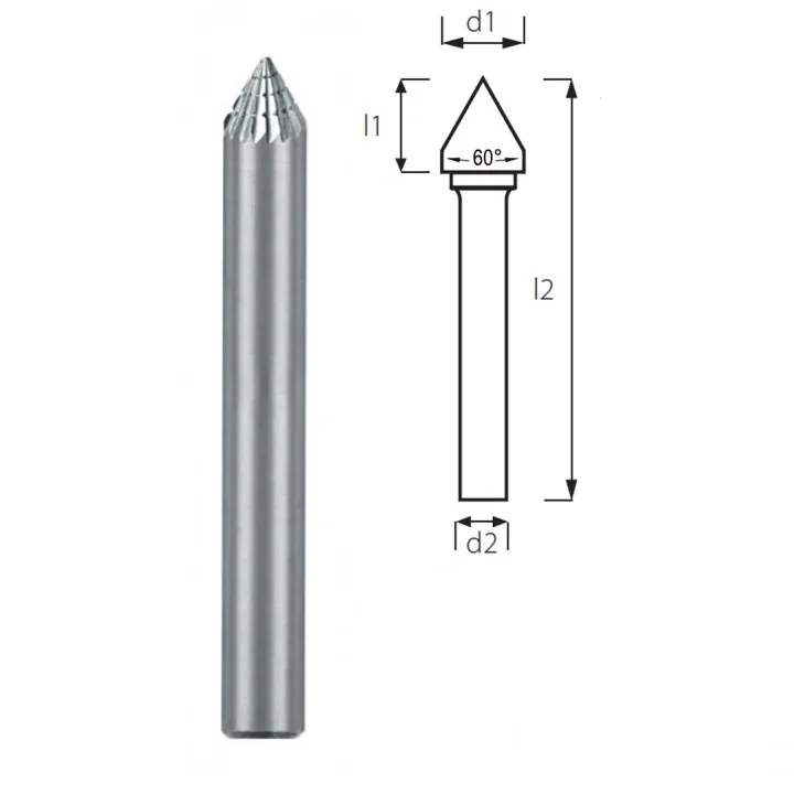 Борфреза конусная 60° PROFITOOL - 3х2,5х38x3 мм (J03033-6)