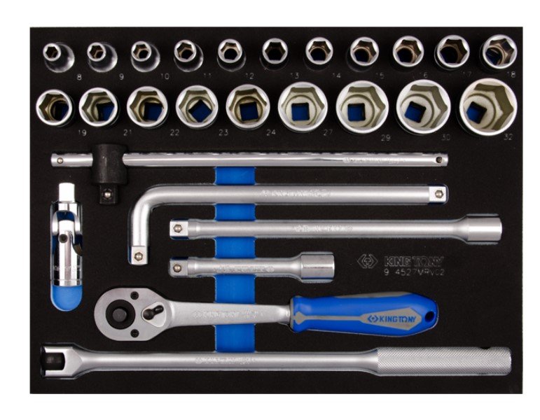 KING TONY Набор торцевых головок 1/2" 27 предметов (EVA ложемент) | 9-4527MRV02