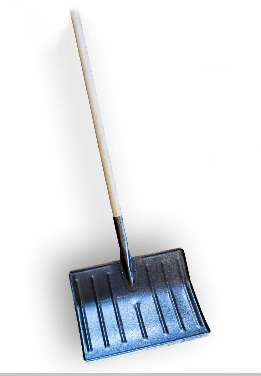 VIROK Лопата для прибирання снігу металева з держаком (молоткове пофарбування) | 12V164