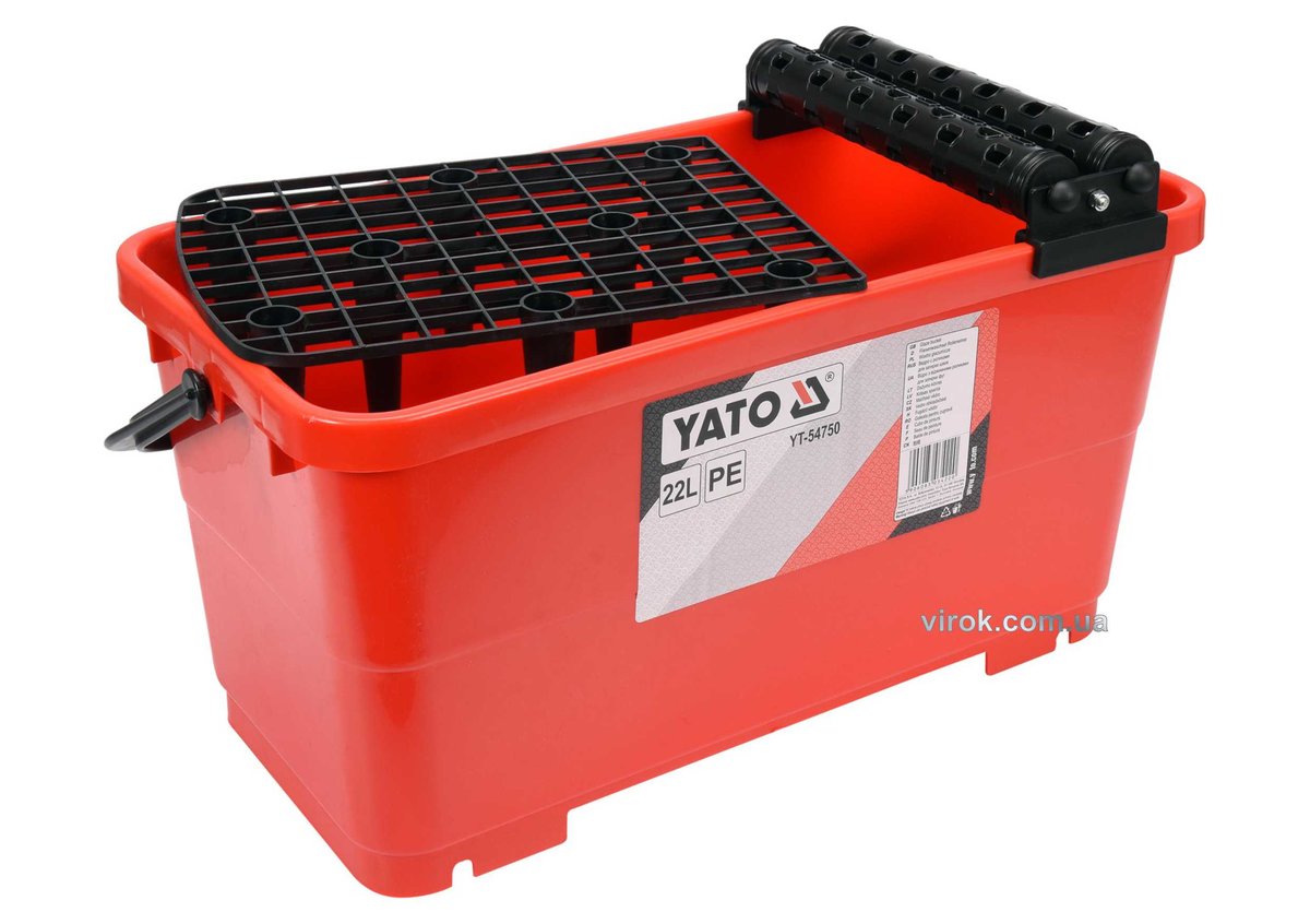 YATO Відро пластикове з валами і решіткою, 22 л, для плиточних робіт