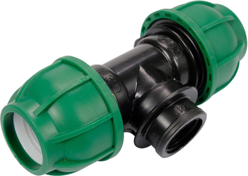 FLO Трійник сполучний водяних пластикових труб 32 мм- 3/4"- 32 мм поліпропіленовий, для тиску 1 MPa 