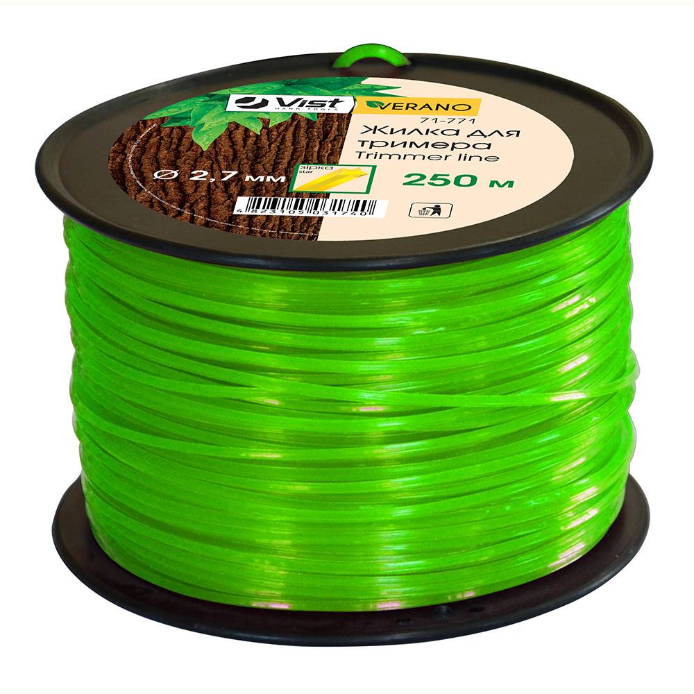 Жилка для тримера, кругла 250м, 2,7мм, в бобіні VERANO | 71-775