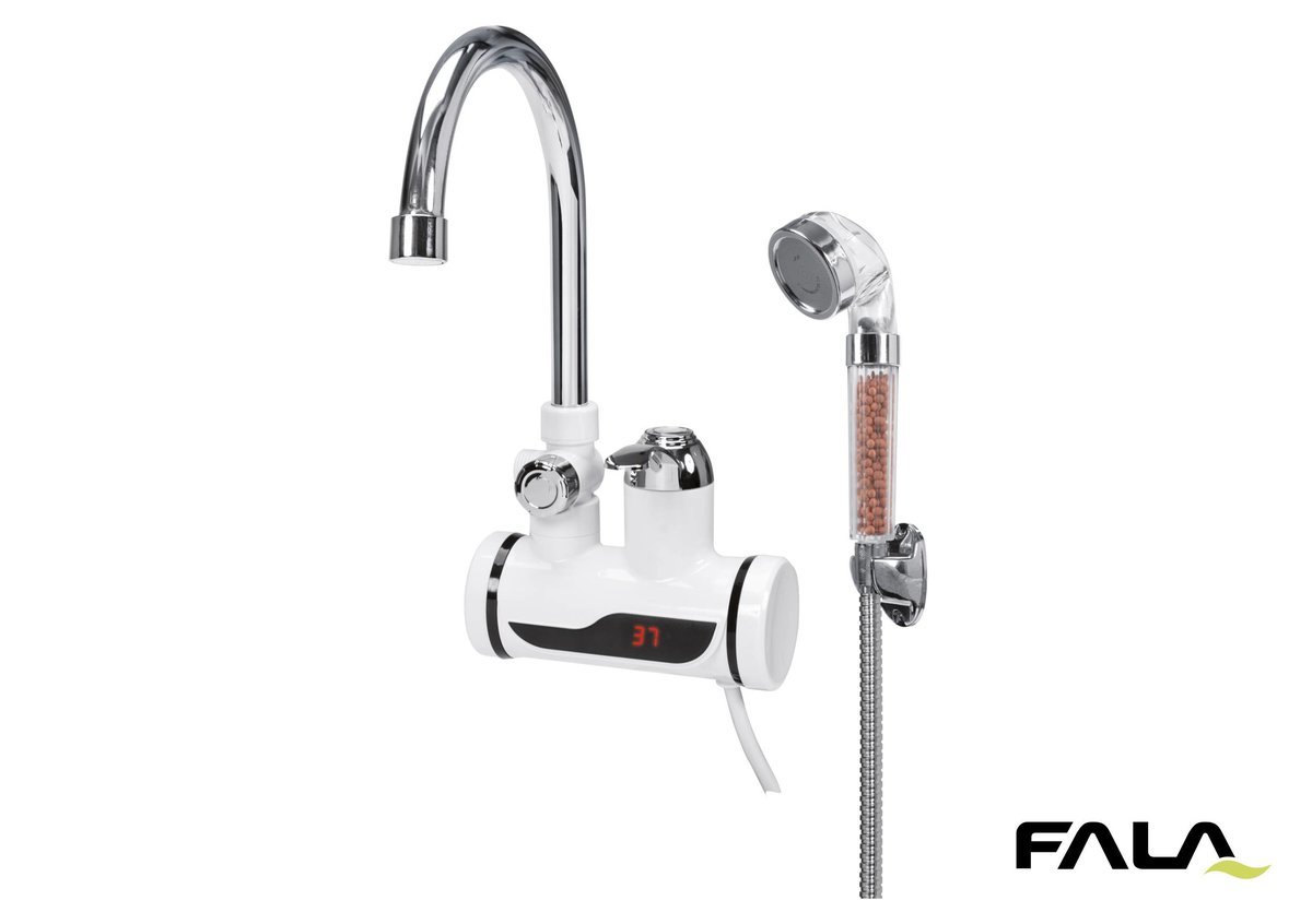 FALA Нагрівач води з LCD-дисплеєм KALTA-4 : 3кВт,до 60°С,тиск 0.1-0.6МПа,кабель-1.2 м + душовий комп