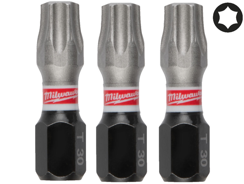 MILWAUKEE Біта SHOCKWAVE, TX30, 25мм, (3шт)