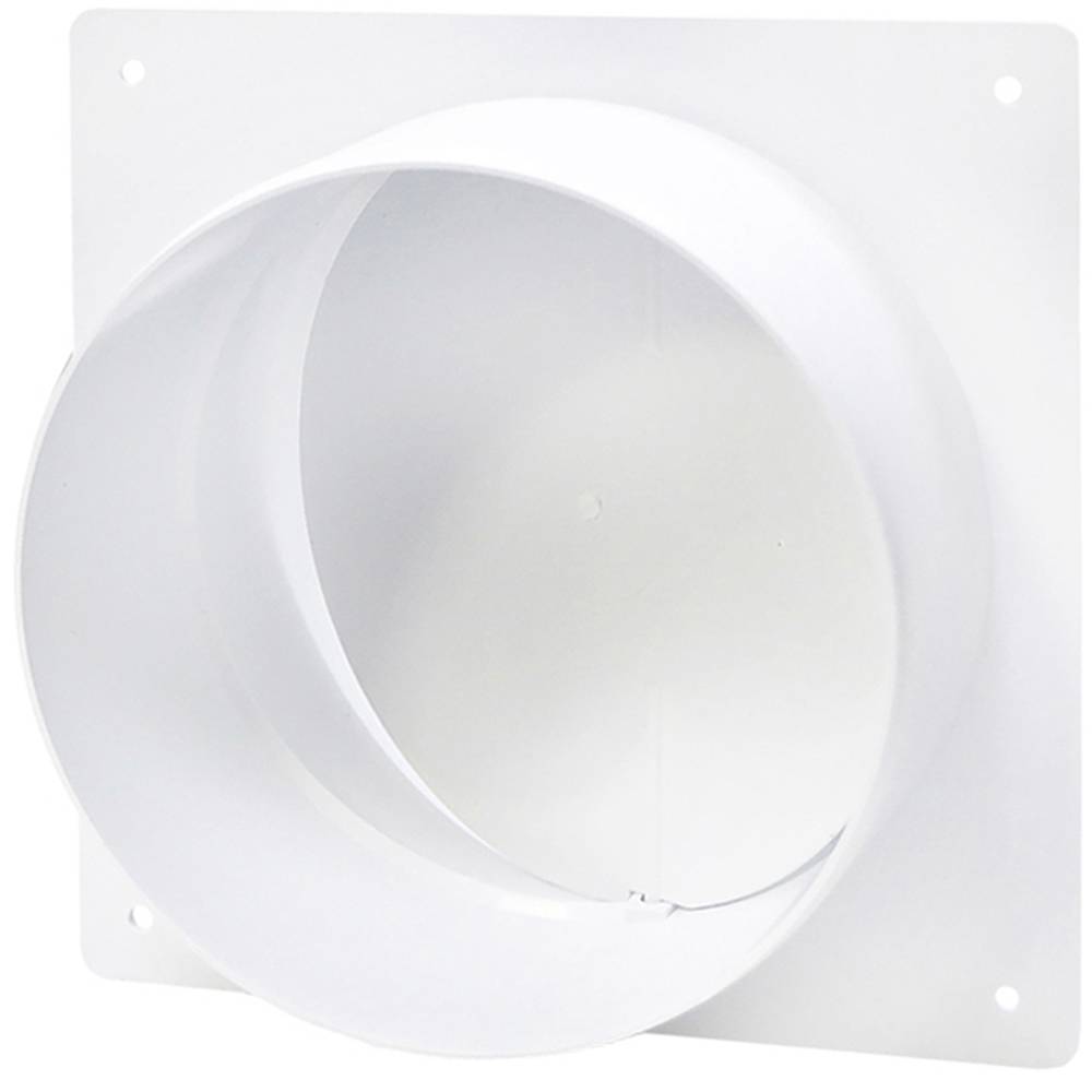 Зєднувач круглих каналів зі зворотнім клапаном, d 100 мм, з накладною пластиною 150х150 мм Air