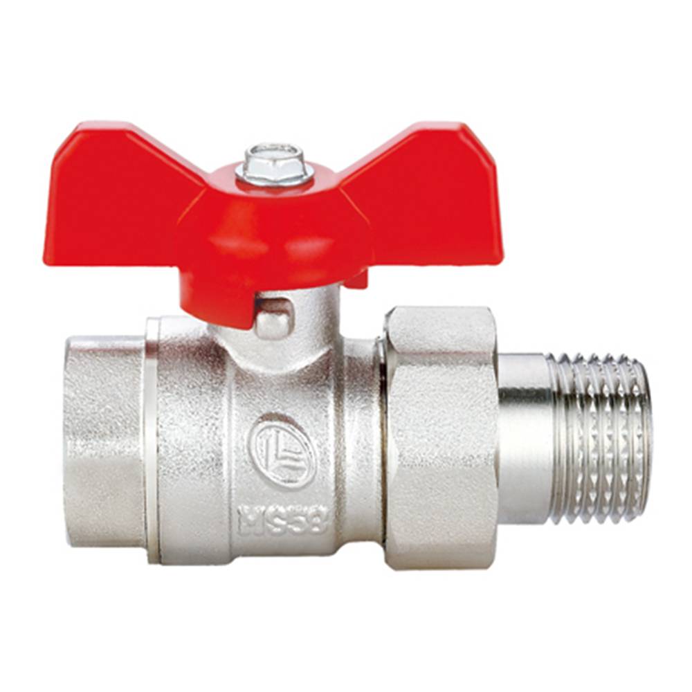 Кран латунний шаровий з американкою 1*1 різьба В/З ручка метелик Double-lin | 78-089