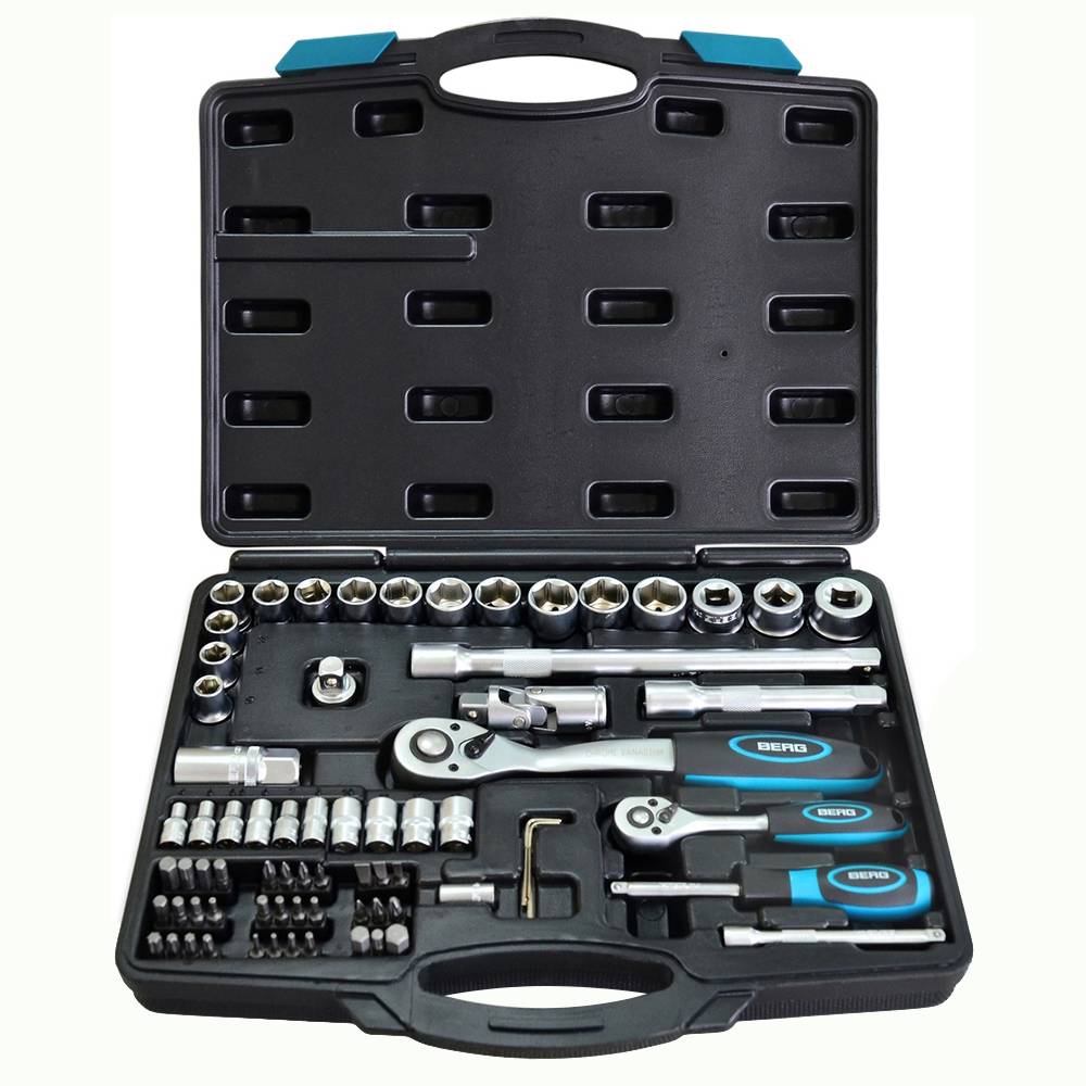 Набір головок та насадок 1/2, 1/4 (4-27мм), Cr-V, 72шт Berg | 52-111