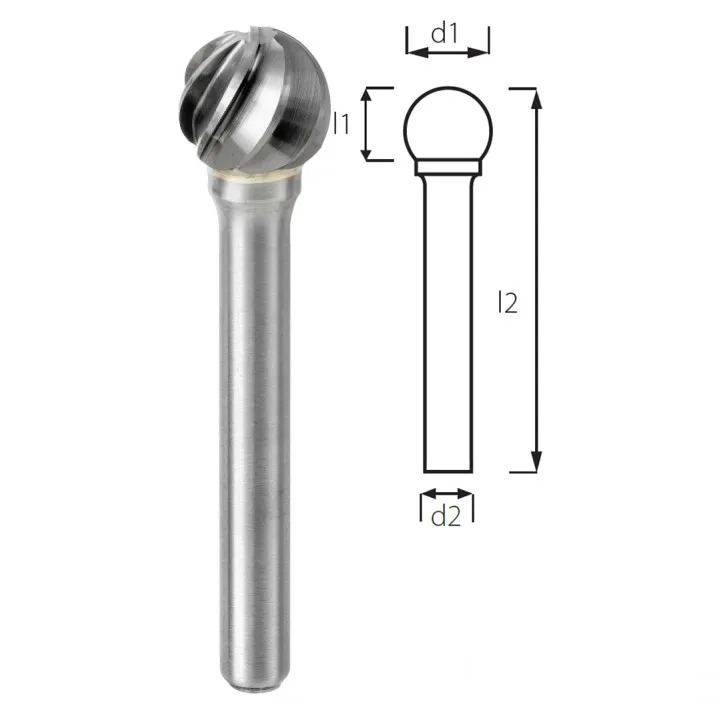 Борфреза сферическая PROFITOOL - 8х6х52х6 мм (D08086-3)