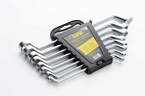 Набор ключей накидных двусторонних CrV 6x7, 8x9, 10x11, 12x13, 14x15, 16x17, 18х19, 20х22мм (8шт) СИ