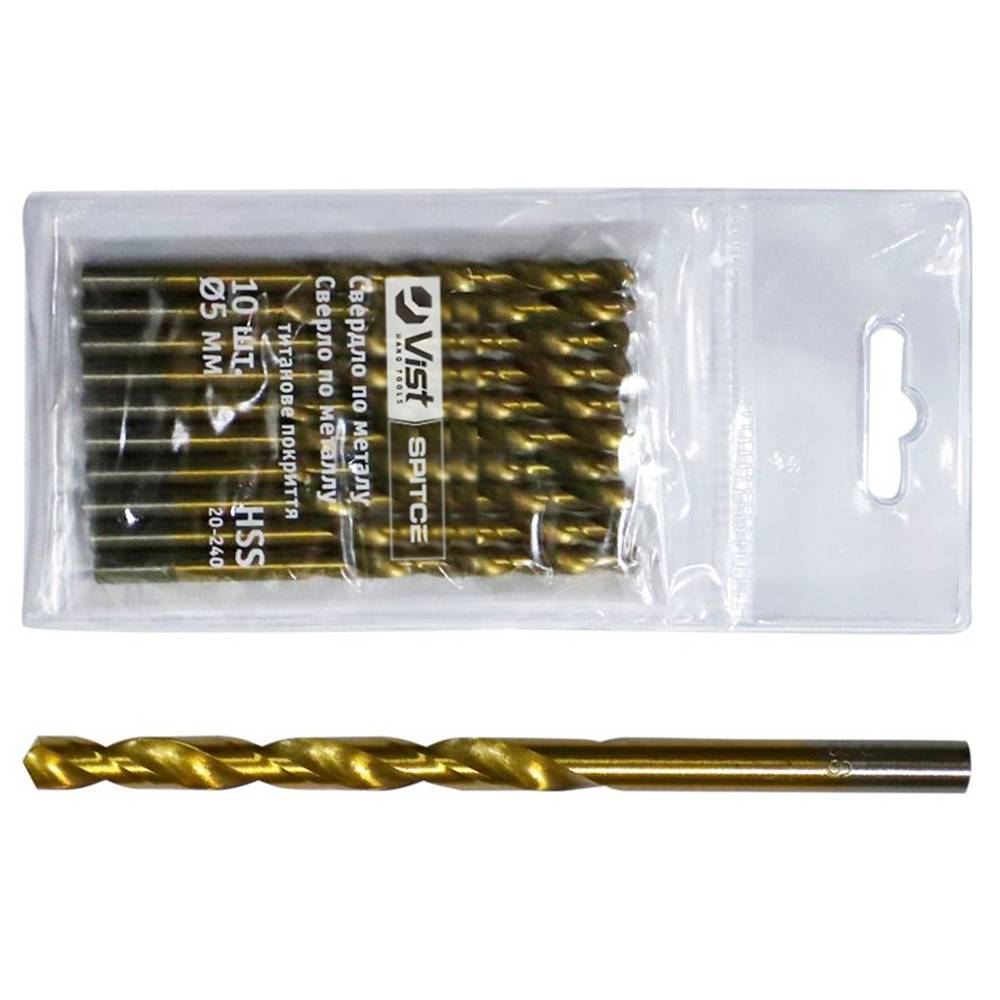 Свердло по металу НSS, з титановим покриттям, 4,8мм, 10шт Spitce | 20-238
