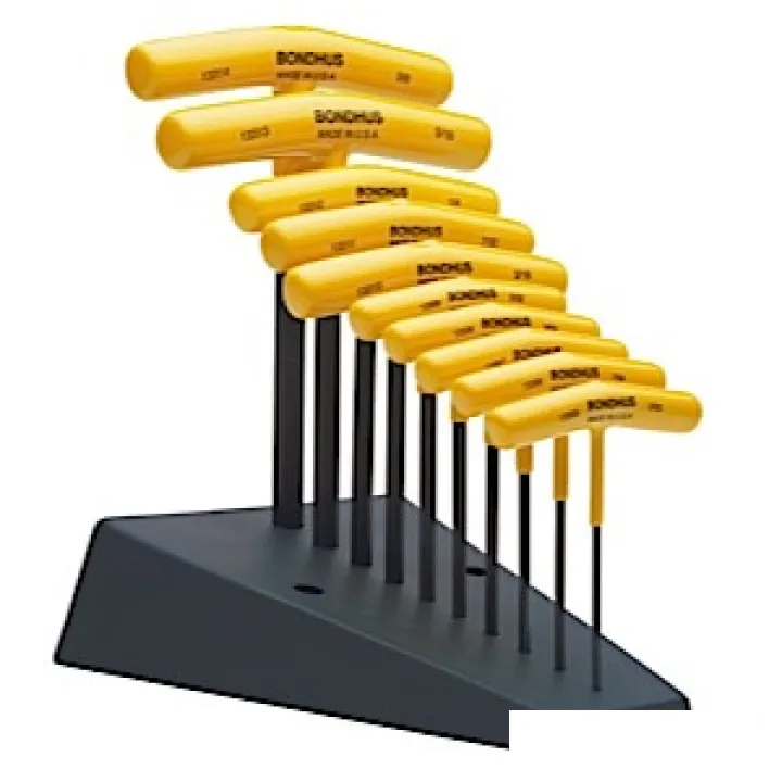 Набор отвёрток BONDHUS ( БОНДХУС ) Т-образных шестигранных 3/32-3/8+стійка, CrV сталь.