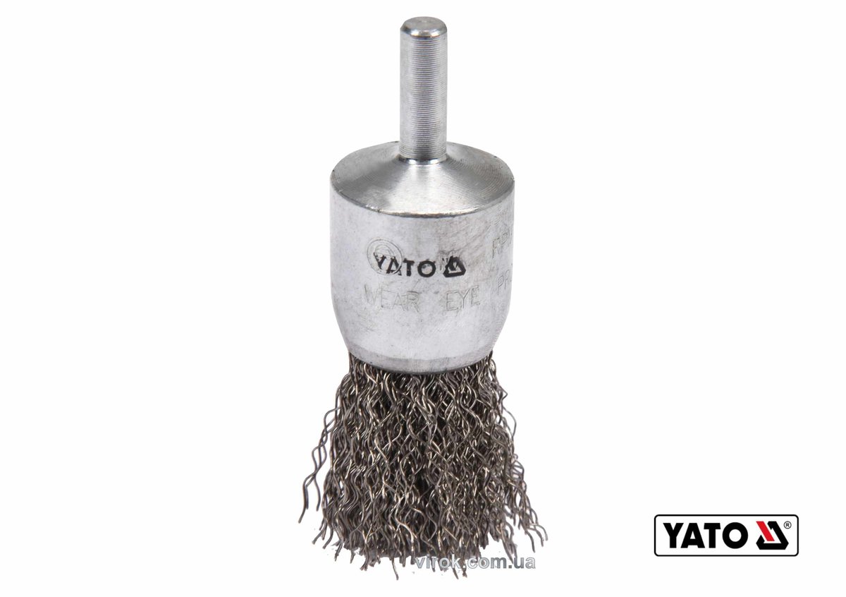 YATO Щітка зачисна з нержавіючої сталі, до дрилі YATO : Ø=25 мм, зі шпинделем Ø=6 мм, 4500 об/хв  | 