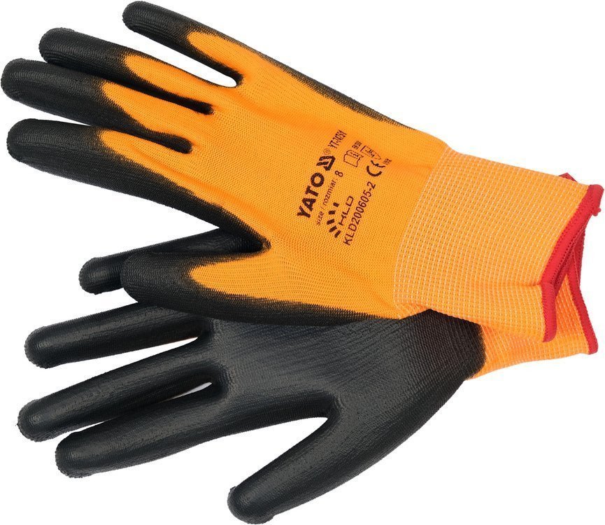 YATO Рукавиці робочі з поліуретановою оболонкою YATO розмір 8, для користування смартфоном  | YT-747