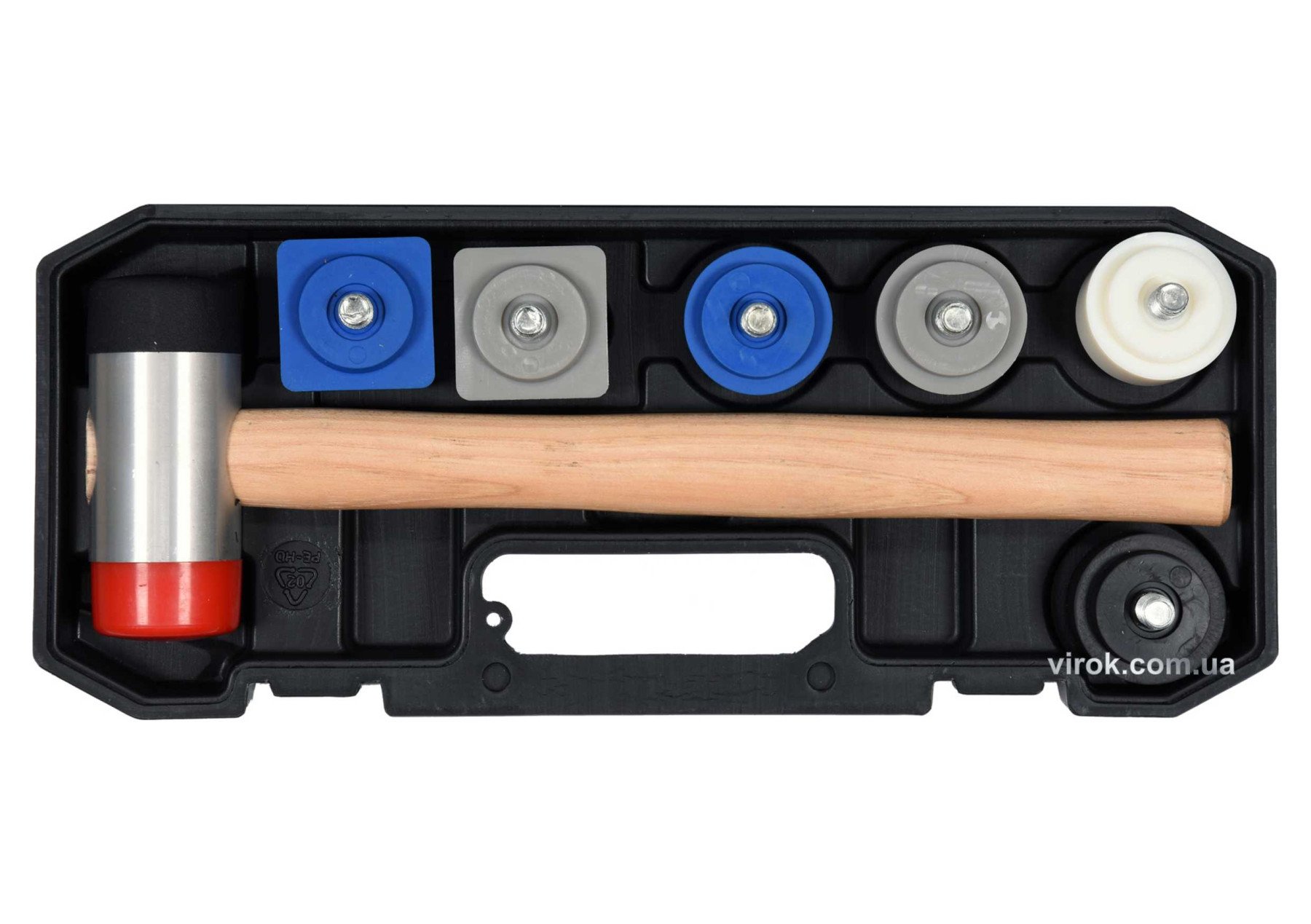 YATO Молоток бляхарський YATO: з круглими Ø=42.5 мм і квадратними 43х43 мм насадками, L= 320 мм, 8 ш