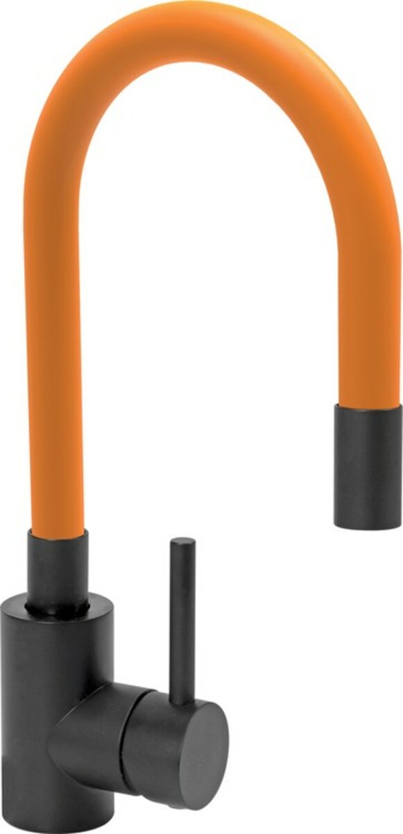 FALA Змішувач води "BLACK FLEXIBLE" для раковини з гнучкою оранжевою лійкою  | 75778