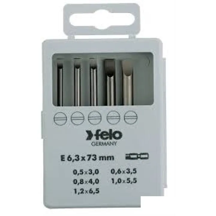Набор бит 73 мм 0.5х3.0 / 0.6х3.5 / 0.8х4.0 / 1.0х5.5 / 1.2х6.5 мм, 5 шт.