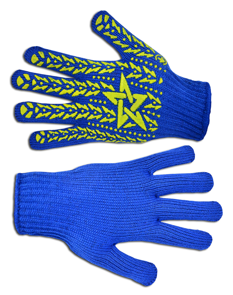 16-030 Перчатки плетеные синие с вкраплением Звезда, L, (587), (Украина)