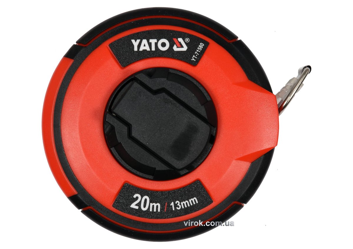 YATO Рулетка вимірювальна сталева : L= 20 м, b= 13 мм, ручне змотування, закритий корпус