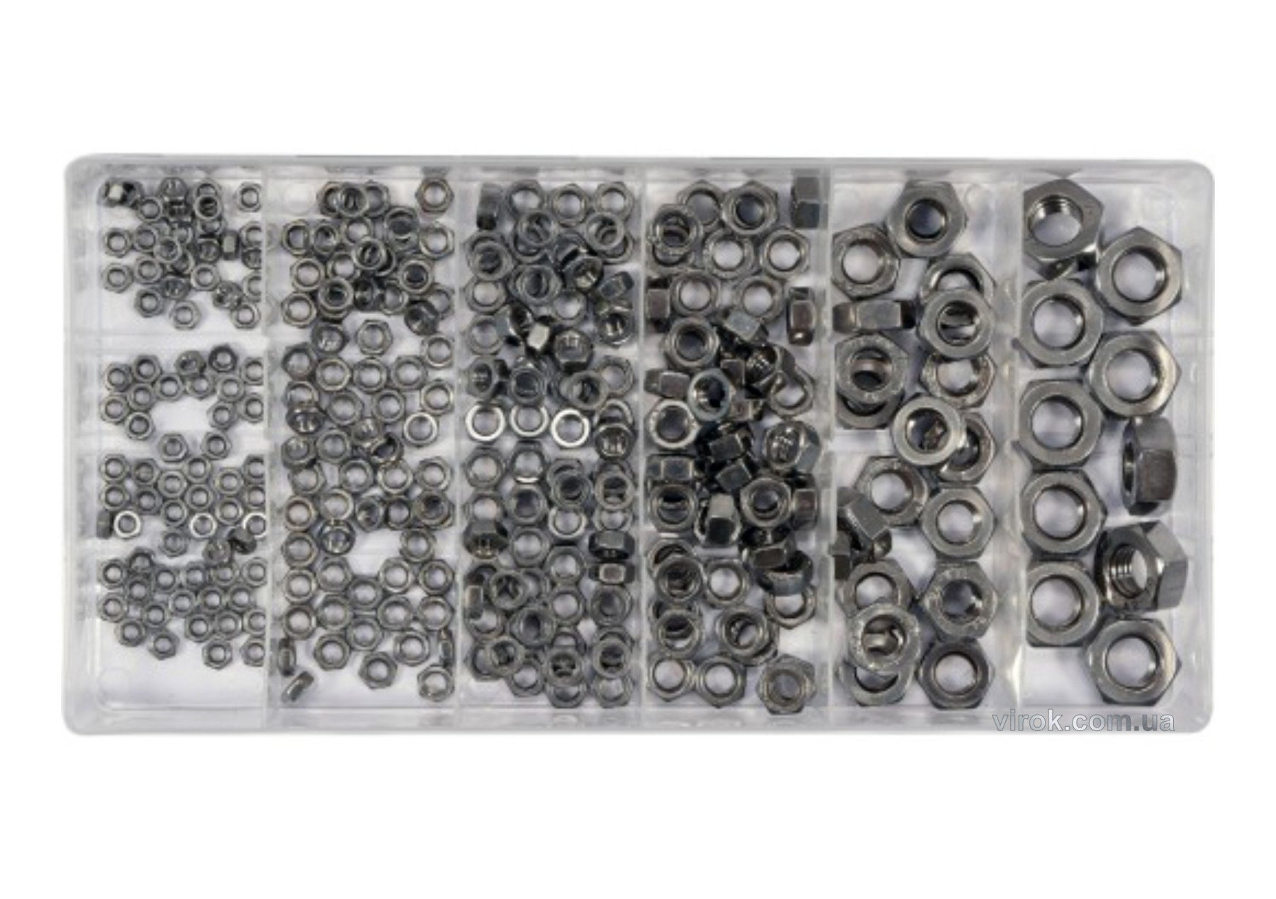 YATO Гайки М3- М10 YATO : нержавіючі, пластикова коробка; наб. 300 шт.  | YT-06773