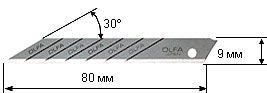 Лезвие OLFA SAB-10B сегментированное для графических работ, 9х80х0,38мм, 10шт