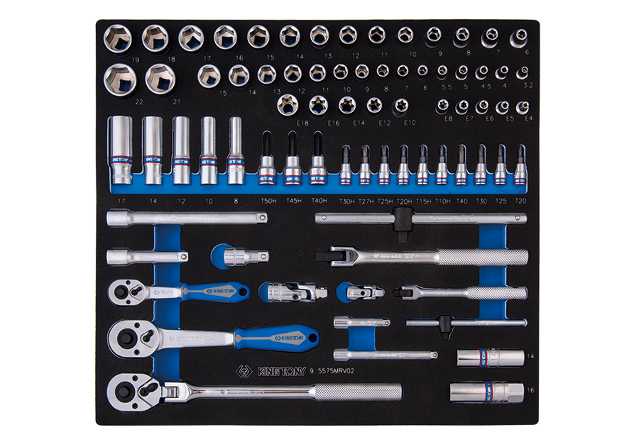 KING TONY Набор торцевых головок 1/4 "+3/8" DR 75 ед. в ложементе | 9-5575MRV02