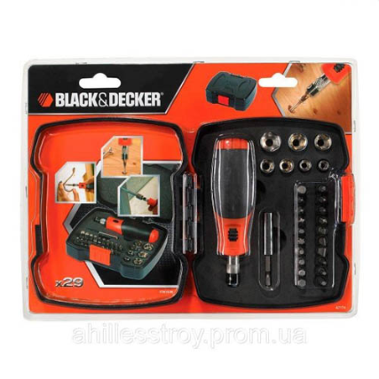 Black&Decker A7174 Набор 29 предметов отвертка, биты, магнитный держатель