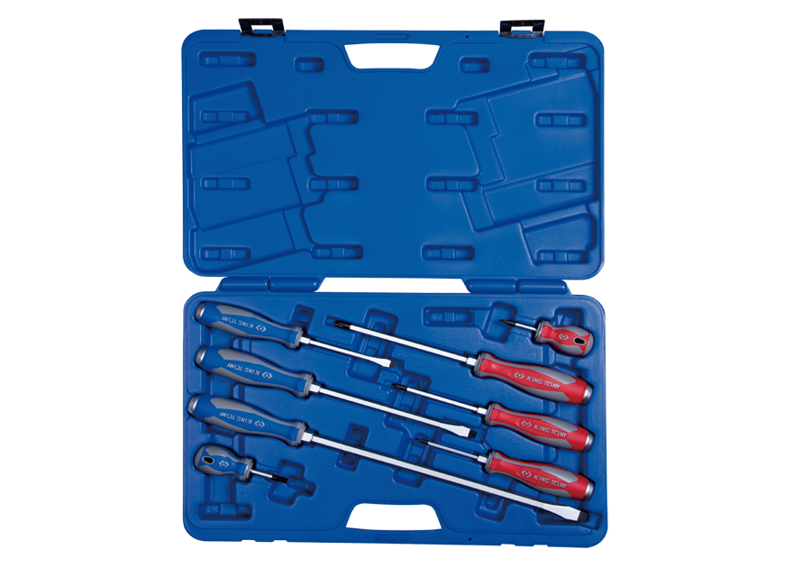 KING TONY Набор силовых отверток в кейсе (PH, SL) 8 предметов | 35208MR