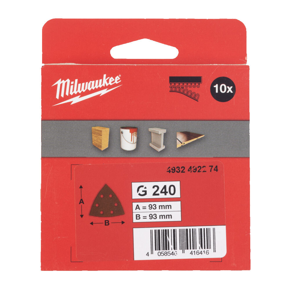 MILWAUKEE Шлифовальные листы 93x93/6 HL G240 - 10шт. | 4932492274