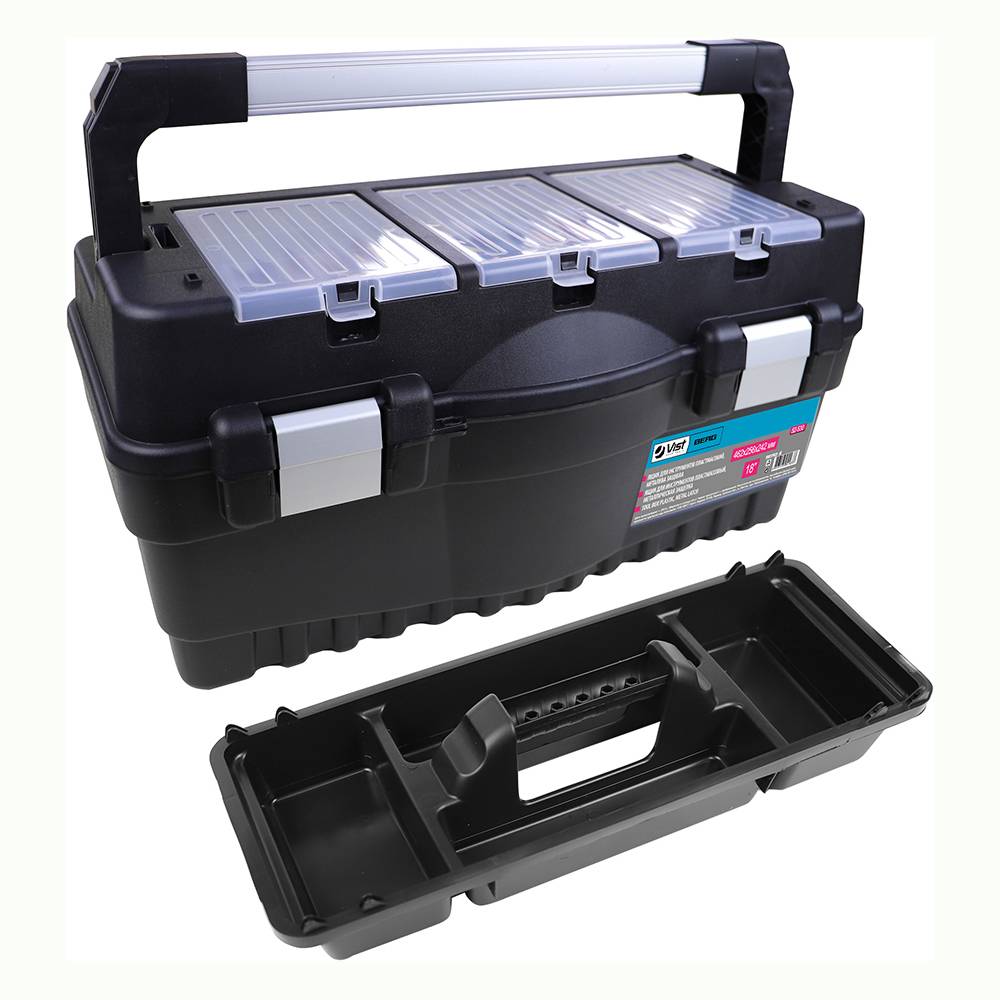 Ящик для інструментів пластмасовий 22, металева защібка, 547x271x278 мм Berg | 52-531