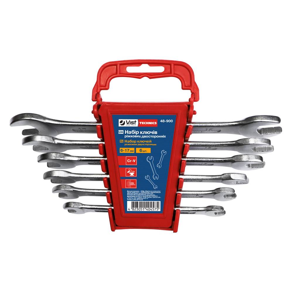 Набір ключів ріжкових двосторонніх, Cr-V, 6 шт. (6-17 мм) Technics | 48-900