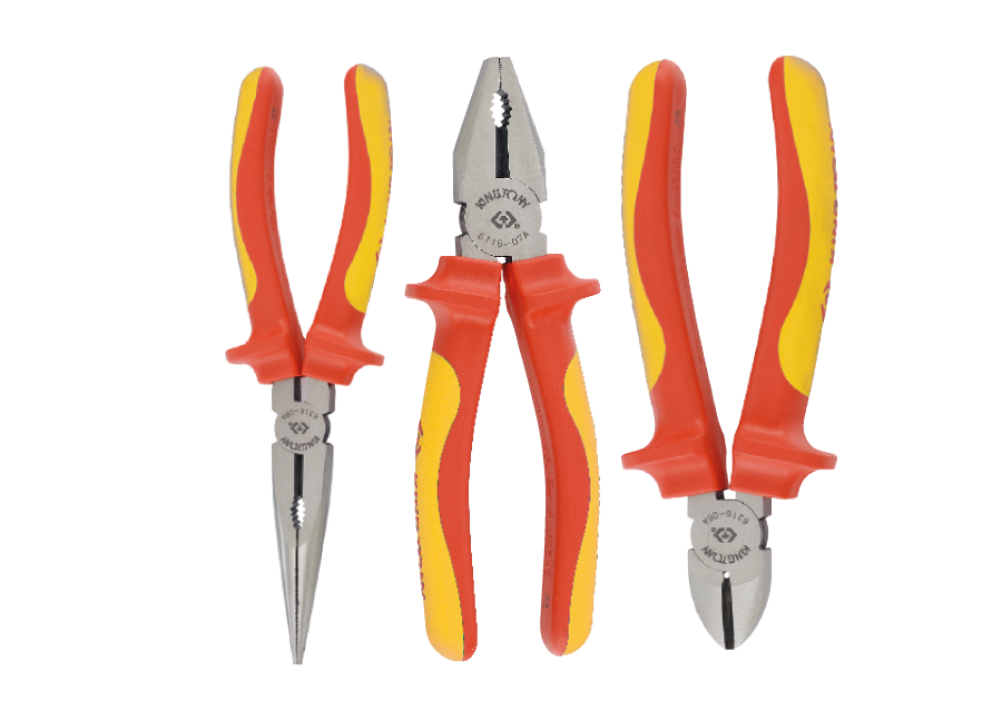 KING TONY Набор инструментов 3ед, VDE (кусачки щипцы пассатижи с изолмрованными рукоятками) | 40603G