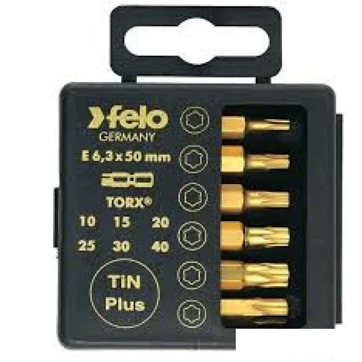 Набор бит 50 мм TIN TX10 / TX15 / TX20 / TX25 / TX30 / TX40, 6 шт.