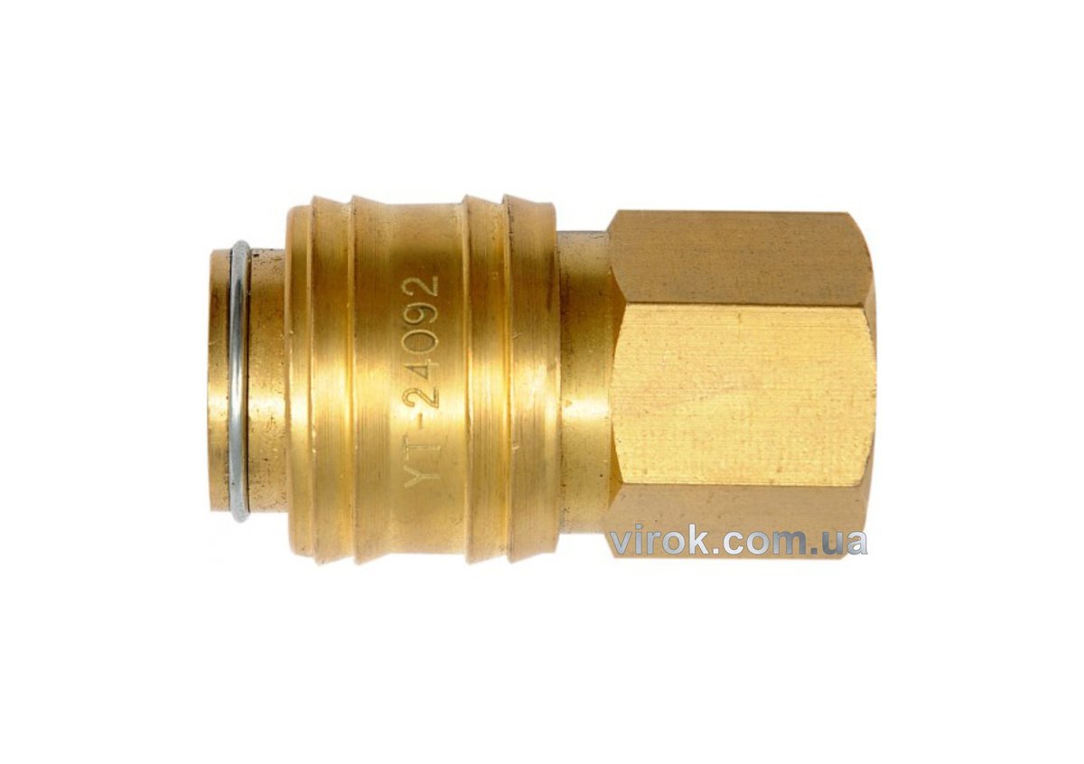 YATO Швидкознімне латунне з'єднання пневматичне YATO, Ø= 1/4" і внутр. різьбове Ø= 1/4"  | YT-24092