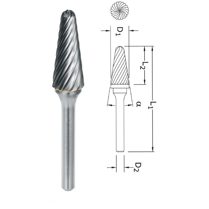 Борфреза коническая скругленная PROFITOOL - 12х32х77x6 мм (L12286-3INOX)