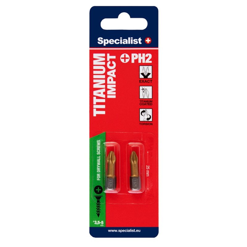 Specialist+ 24/2-057 Вставка-викрутка біта TITAN PH2x25, 2 шт