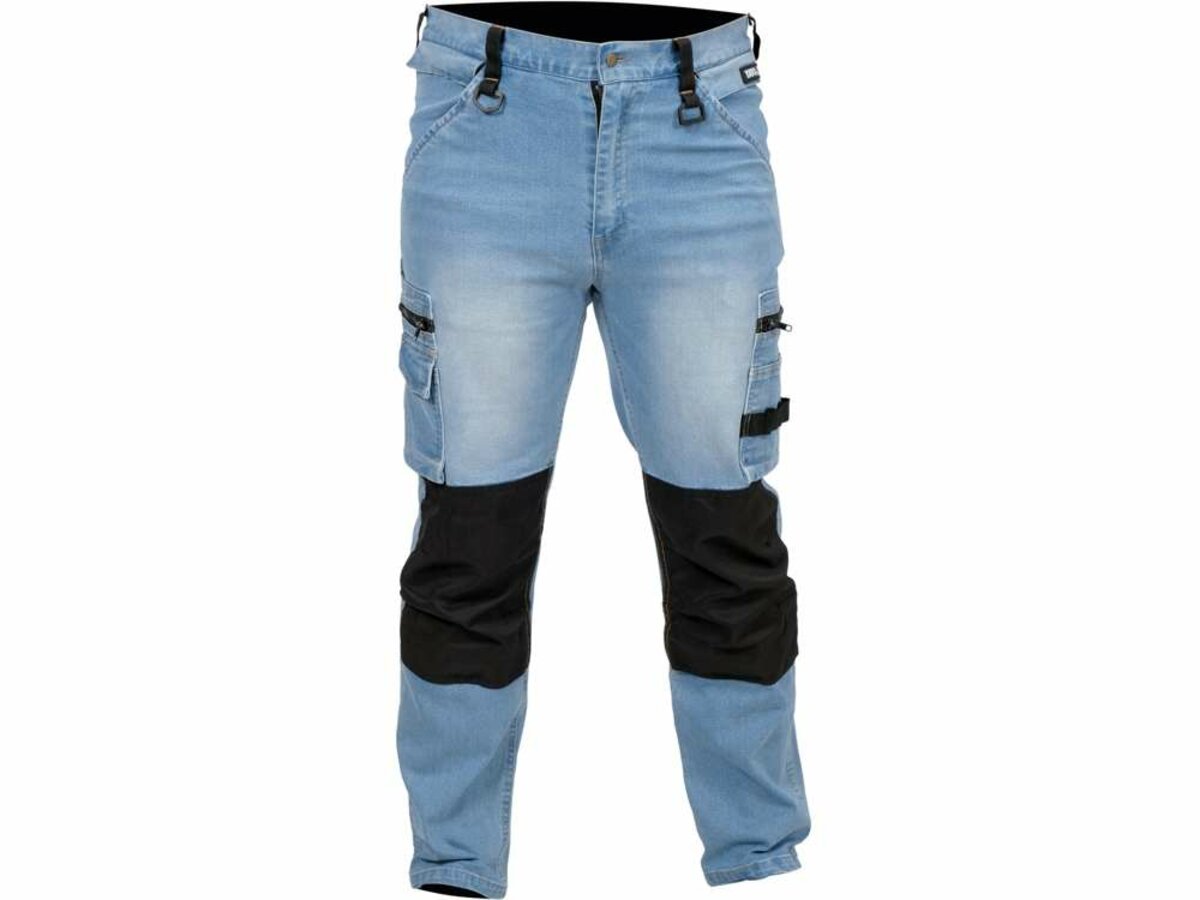 YATO Штани робочі джинс стрейч YATO розмір S/ 74-82 см, ріст- 164-172 см, голубі, 17 кишень, 71% бав