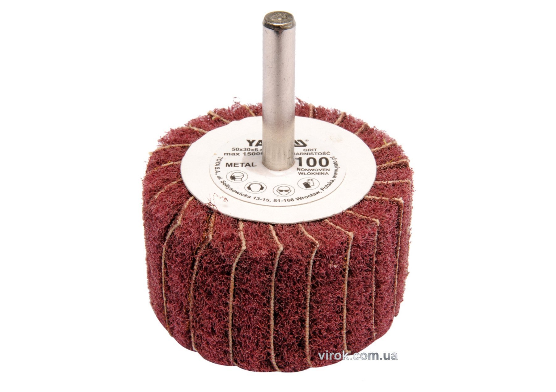 YATO Круг пелюстковий шліфувальний YATO : подовжений Ø= 50 мм К200, шпиндель Ø= 6 мм, H= 30 мм  | YT