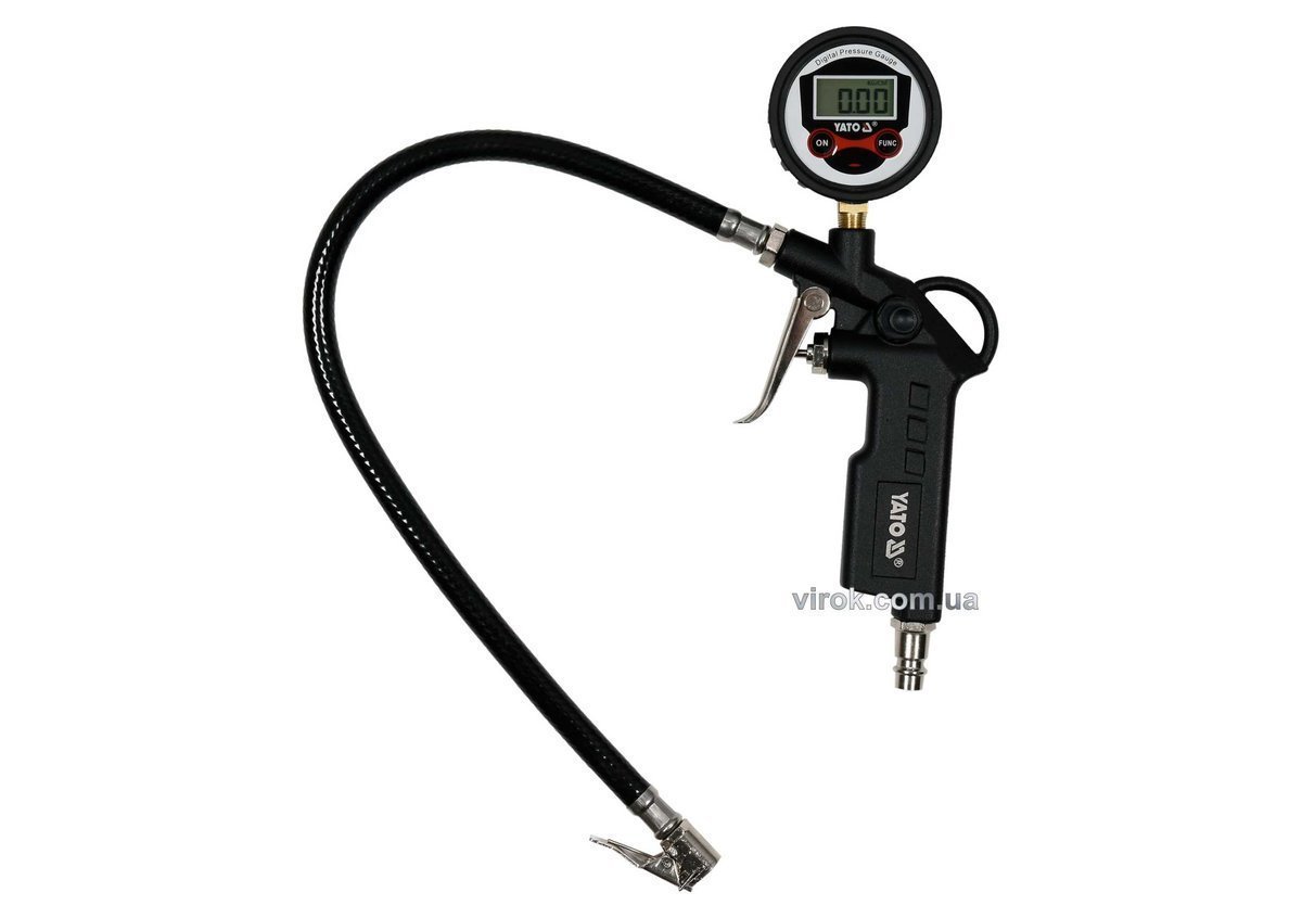 YATO Пістолет для накачування шин YATO з цифровим LCD манометром P ≤ 0.8 MPa, Ø= 1/4"  | YT-23702
