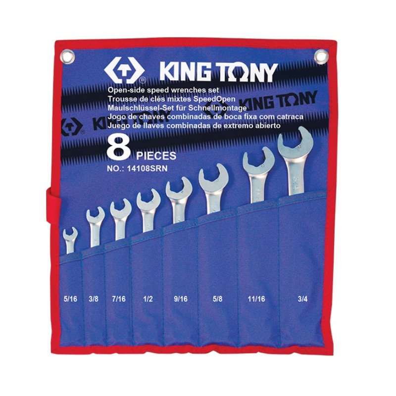 KING TONY Набор ключей дюймовых 8шт. (5/16"~3/4") | 14108SRN