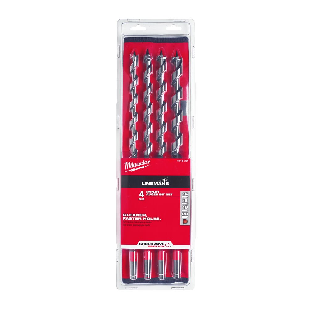 MILWAUKEE Набор сверл по дереву спиральных Impact Linemans 4 предмета | 48136780