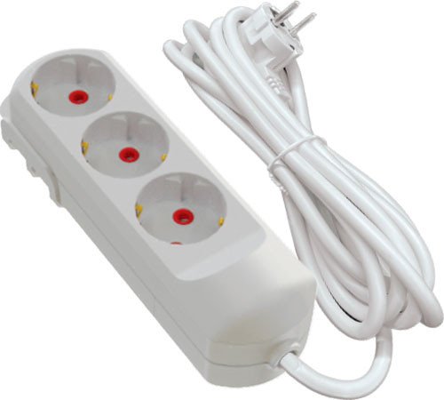 Подовжувач мережевий VIROK: l= 5 м, з 3 гніздами із заземленням