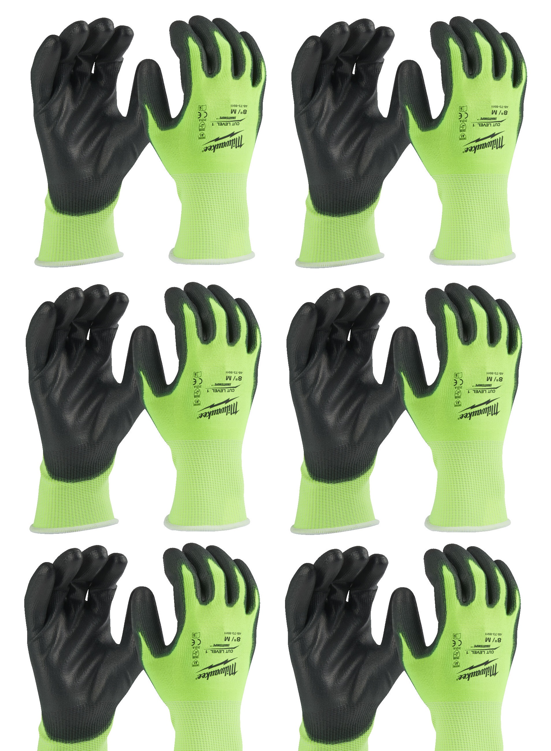 MILWAUKEE Перчатки Hi-Vis Cut размер XXL/10 - (Многоштучная упаковка - 12 пар) | 4932492917