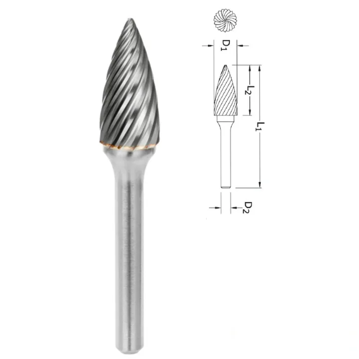 Борфреза сфероконическая заостренная (снарядная) PROFITOOL - 10х20х64x6 мм INOX (G10206-3INOX)